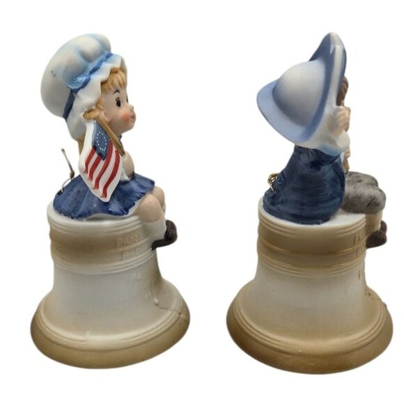 Albert E. Price 1974 Patriotic Boy & Girl Ceramic Bell Figurines Japan - Picture 8 of 12